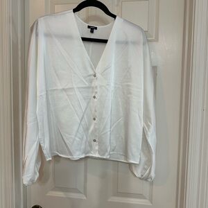 Express V-Neck White Blouse